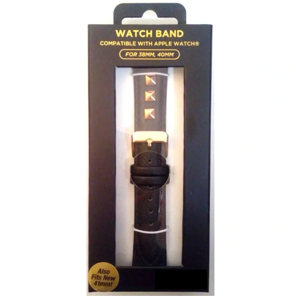 2 - Sol-light Apple Watchband Studded Black-gold/Blue-silver 38mm/40mm/41mm
